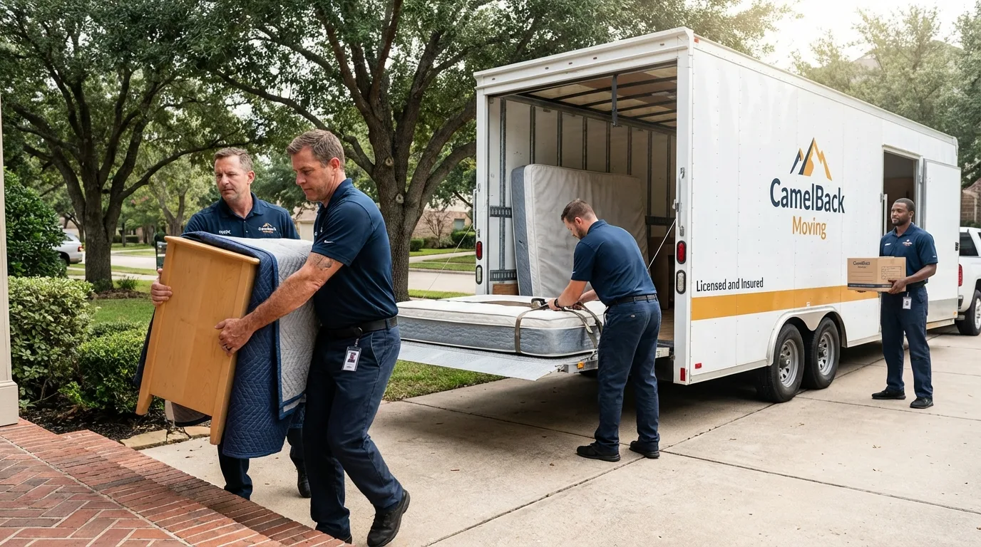 Crew loading residential truck for cross-state move from Ronan, MT
