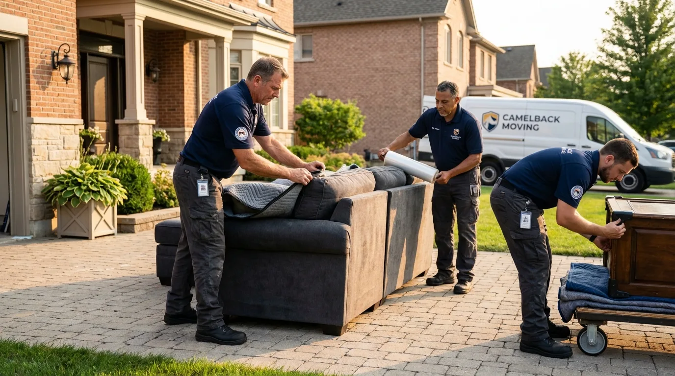 Large estate moving crew wrapping furniture in Ronan, MT